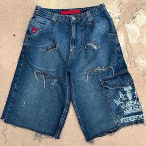 Vintage 90s JNCO JORTS Tribals Crown Cargo Shorts